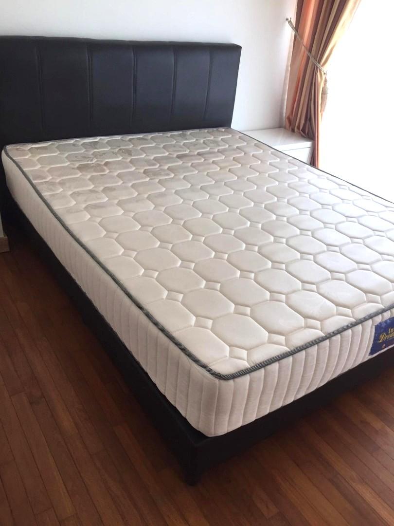 Kenzo Bed frame & 10 inch Spring Mattress (Queen size), Furniture