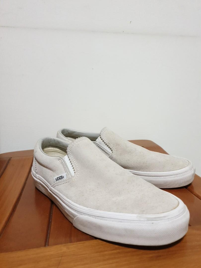 grey suede slip on vans