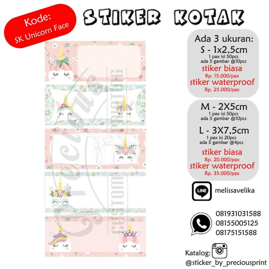 Stiker nama unicorn face, Buku & Alat Tulis, Alat Tulis di Carousell