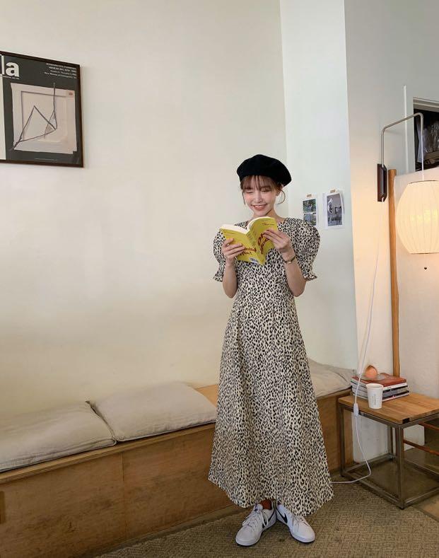 Stylenanda Patterned Long A-Line Dress, Women's Fashion, Tops