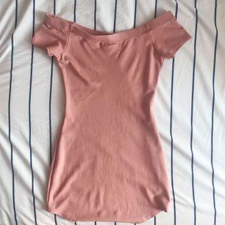 Pink Off-Shoulder Body-con Dress