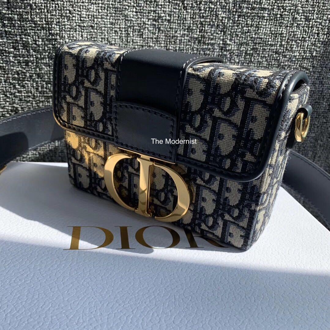Authentic Christian Dior 30 Montaigne Jacquard Canvas Mini Box Bag