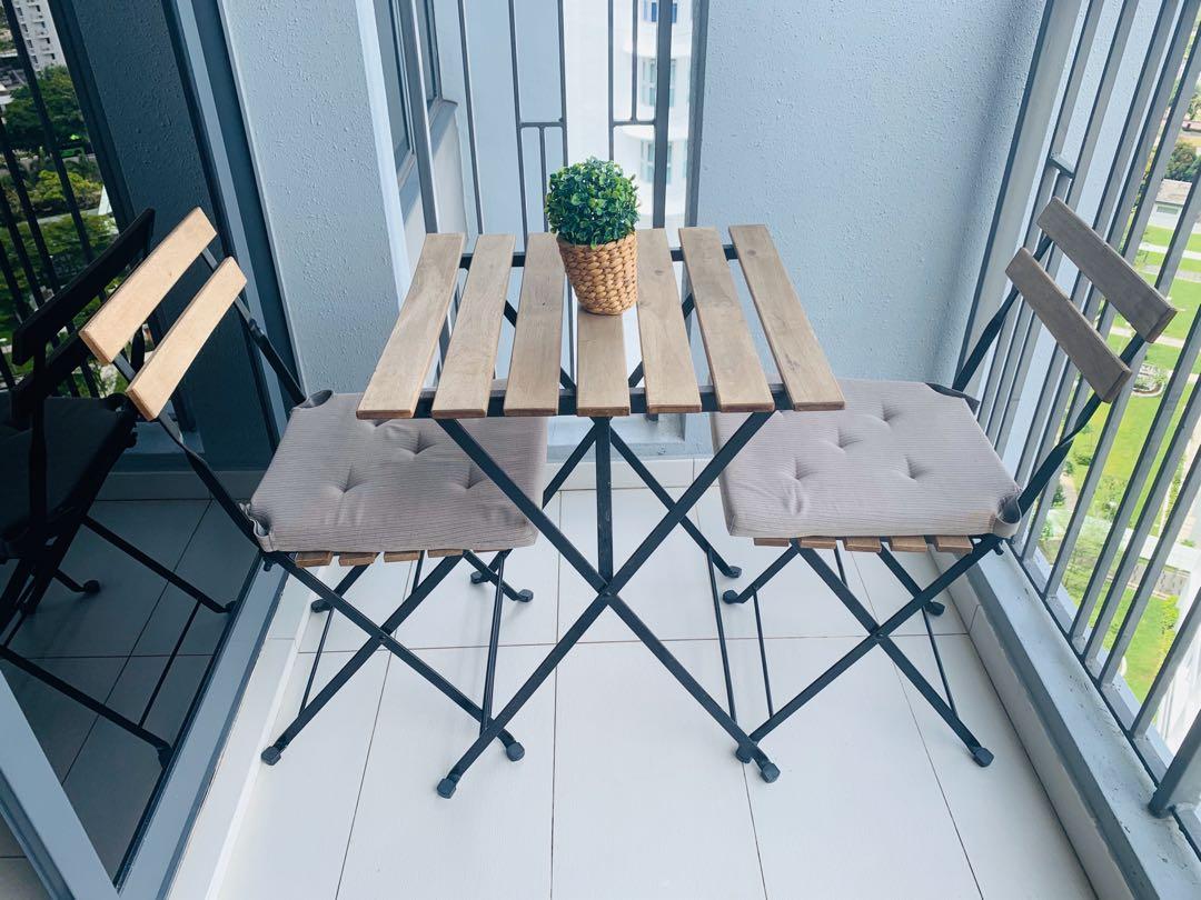 Balcony Furniture Set By Ikea With Chair Pads Furniture Tables Chairs On Carousell