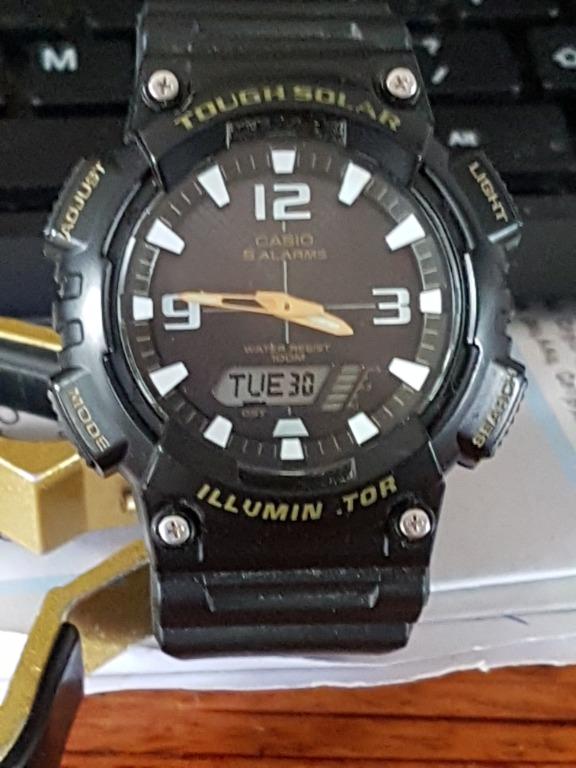 Black Yellow Casio Tough Solar Power AQ S810W Analog Watch