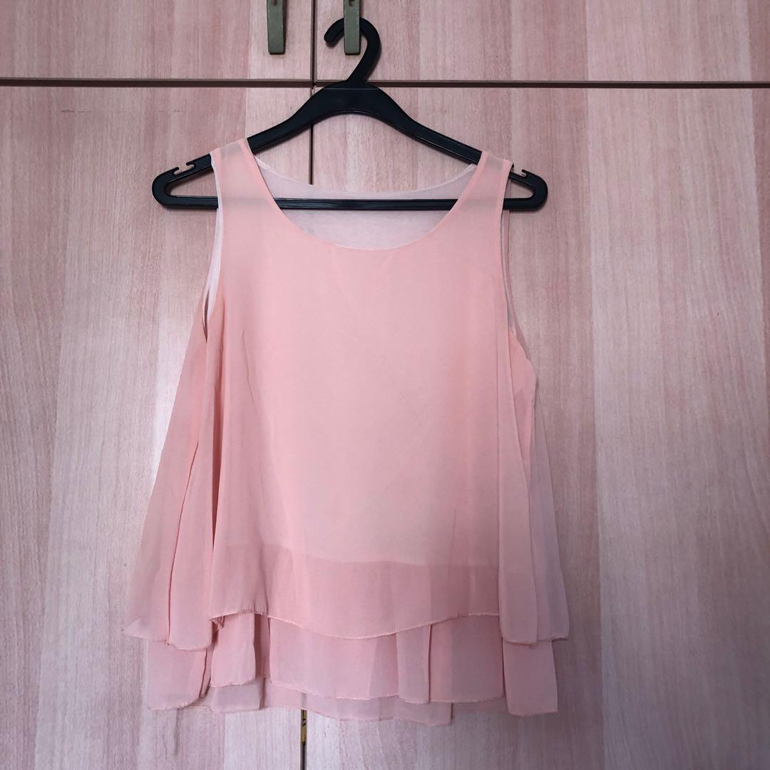 blush chiffon blouse