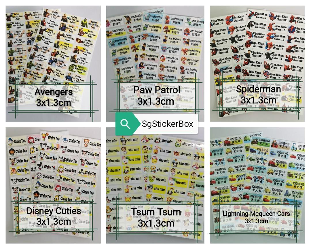 Medium Cartoon Name stickers Waterproof, Hobbies & Toys, Stationery & Craft, Stationery & School