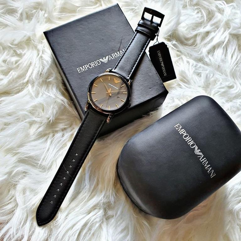 Emporio Armani Classic Black Dial Black Leather Strap Mens Watch AR1732,  Men's Fashion, Watches & Accessories, Watches on Carousell