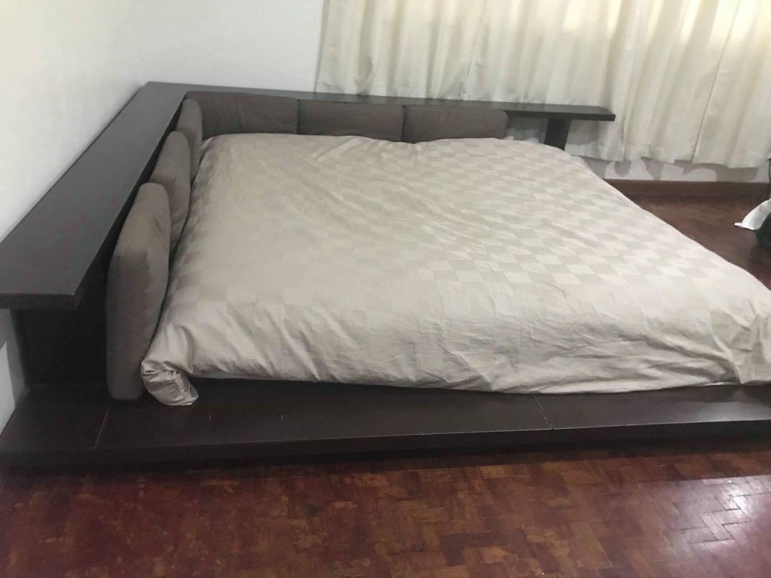 Japanese Style Bed frame (side Pillows included), Furniture & Home