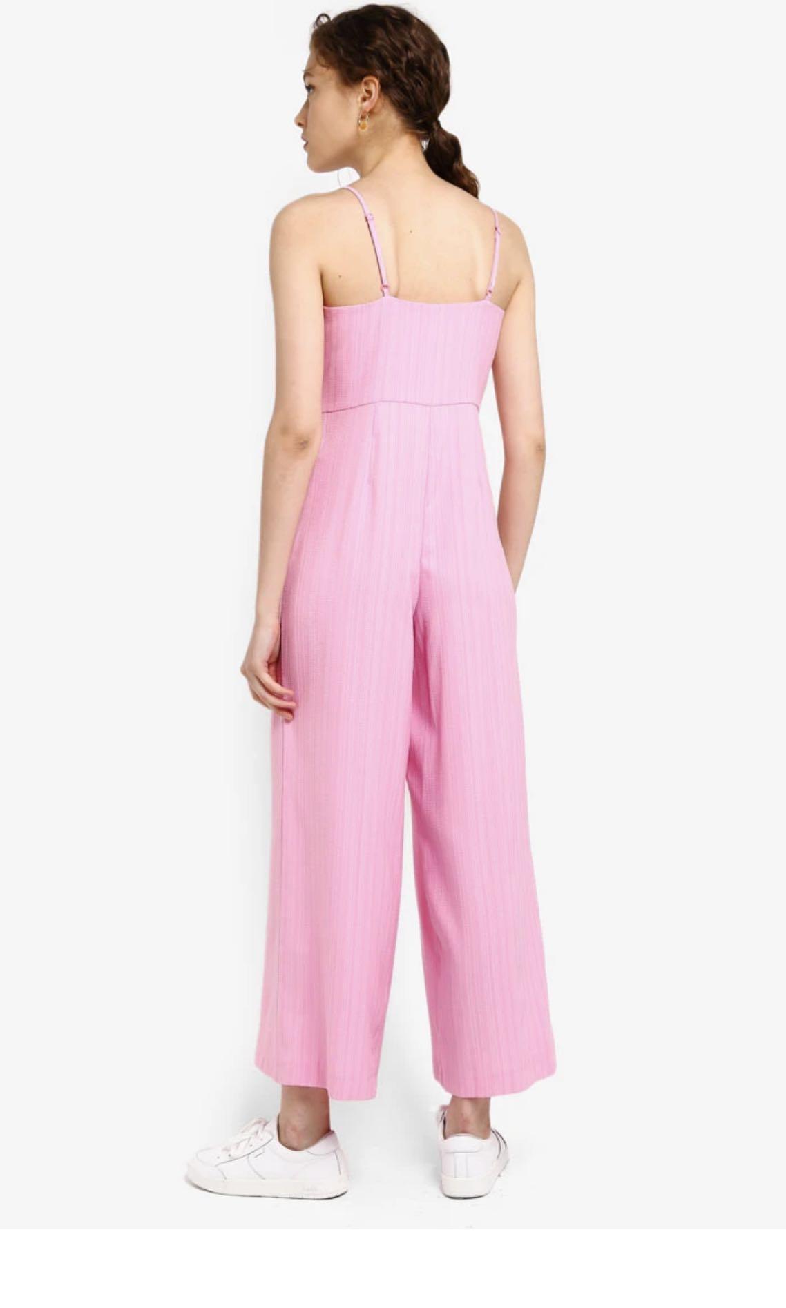 Miss selfridge petite pink tie front jumpsuit