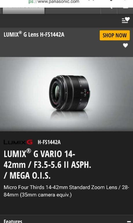 Panasonic Lumix G Vario 14 42mm F3 5 5 6 Apsh Mega O I S Photography Lenses On Carousell
