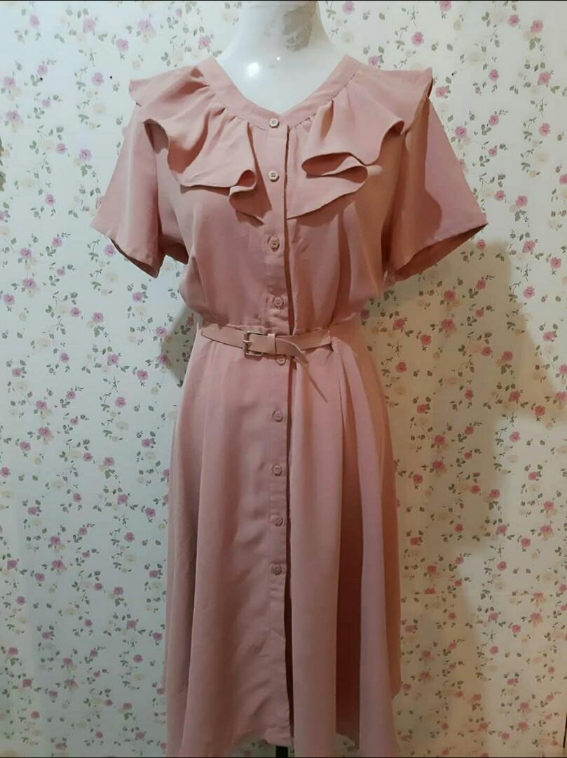 old rose color casual dress