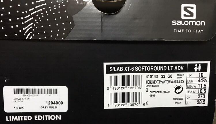 Salomon S/Lab XT-6 Softground LT Adv Grey 全新現貨US10.5, 他的時尚