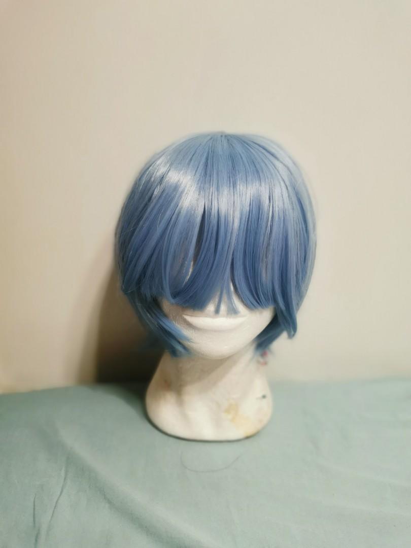 short blue cosplay wig