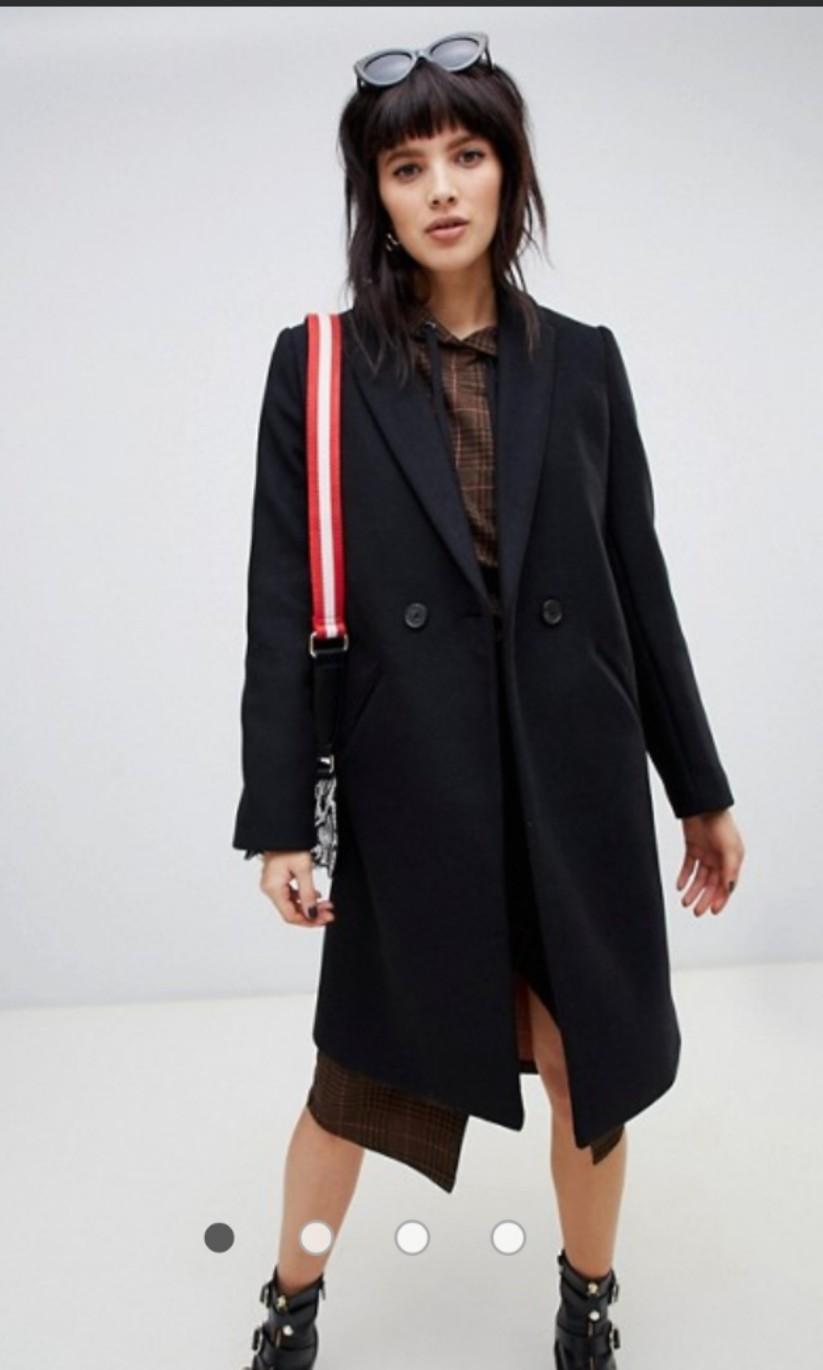 Stradivarius black best sale coat