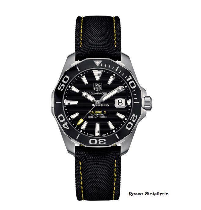 TAG Heuer AQUARACER CALIBRE 5 Textile Yellow Rubber Strap 300M
