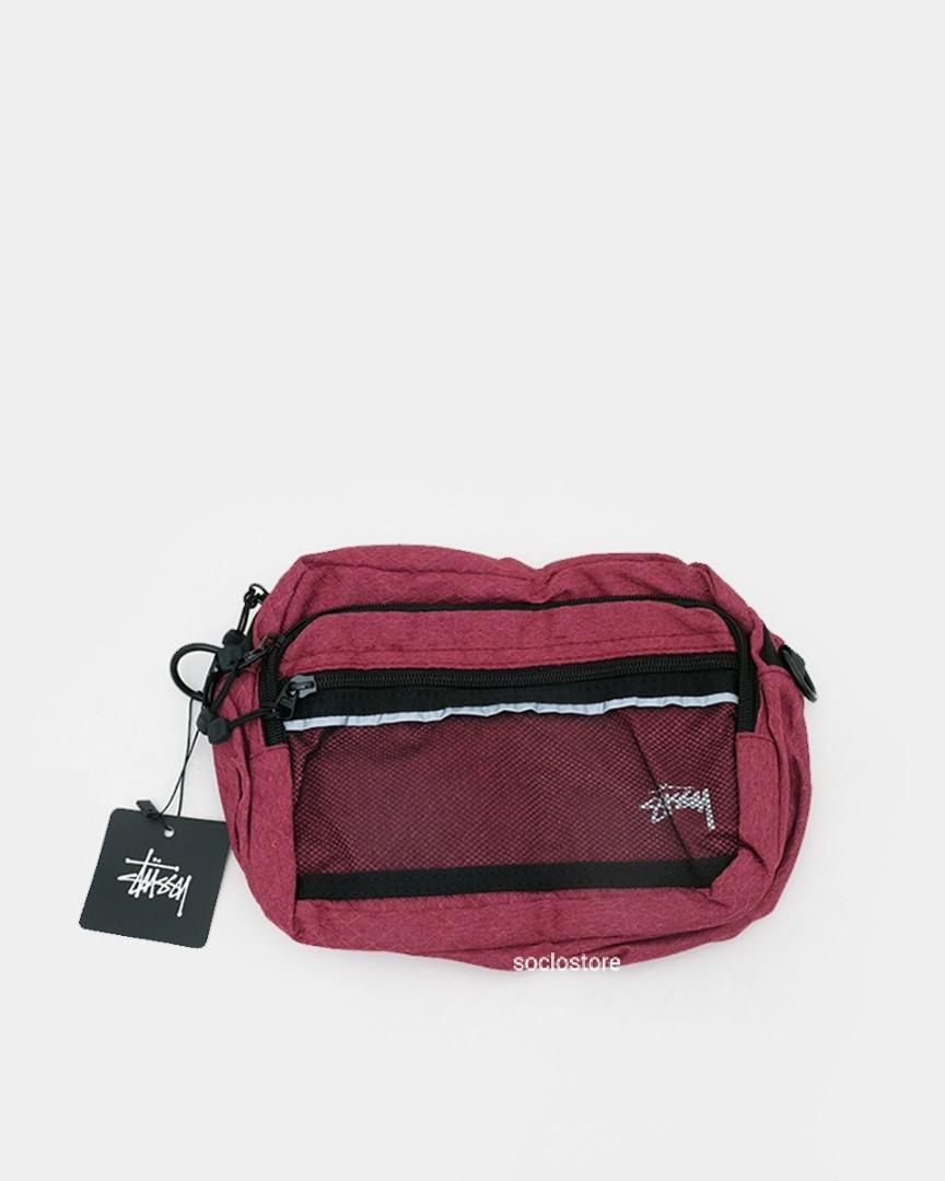 Tas Stussy Diamond Ripstop Shoulder Bag Red Original 100%, Fesyen