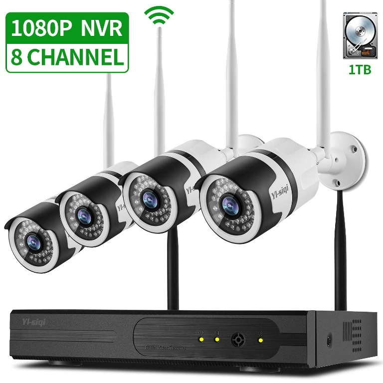 YI SIQI Wireless CCTV Camera System 8CH 1080P 1TB NVR Recorder