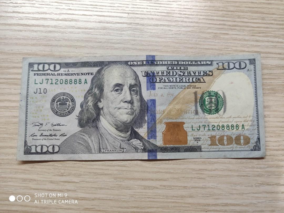 美金100$ 4條8（8888）, 興趣及遊戲, 收藏品及紀念品, 錢幣- Carousell