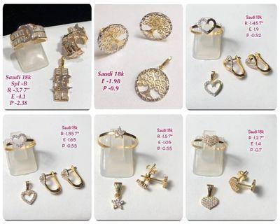 18k Saudi Gold Jewelry Set