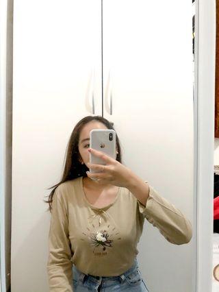 Baju Atasan Cokelat Floral