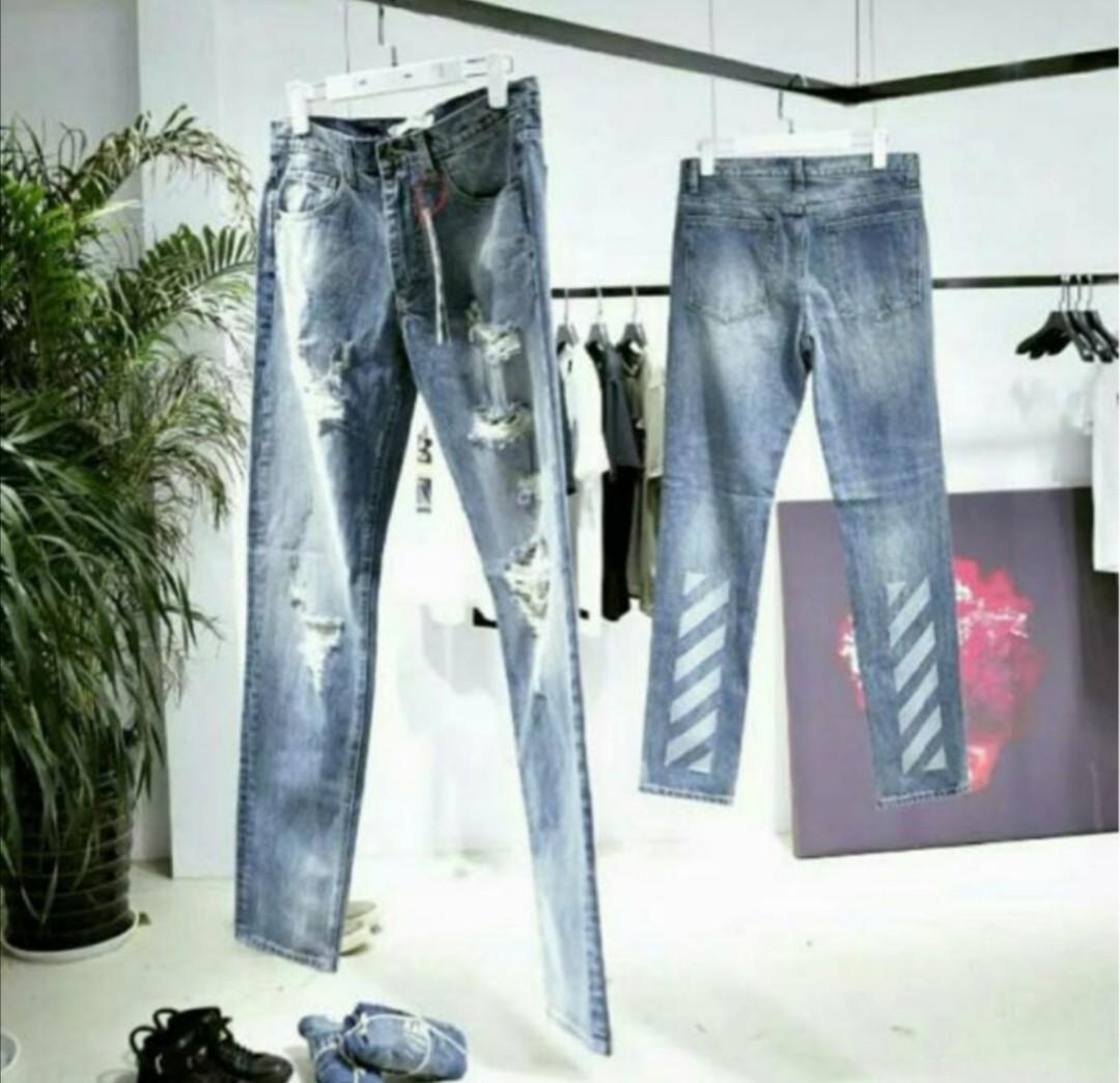 white denim ripped jeans
