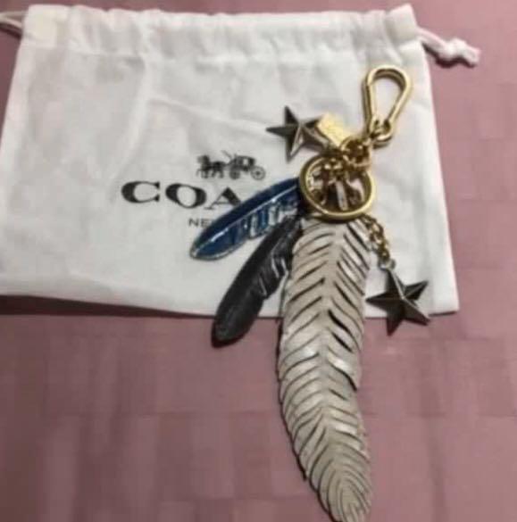 Authentic Brand New Coach Feather Bag Charm in Calf Leather and Enamel