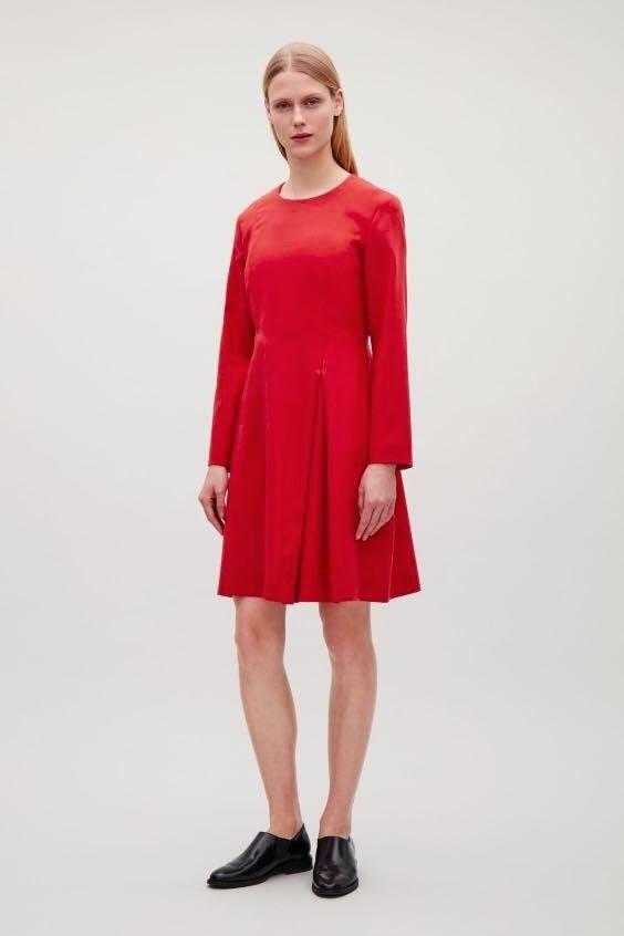 COS Red dress with pleat detail