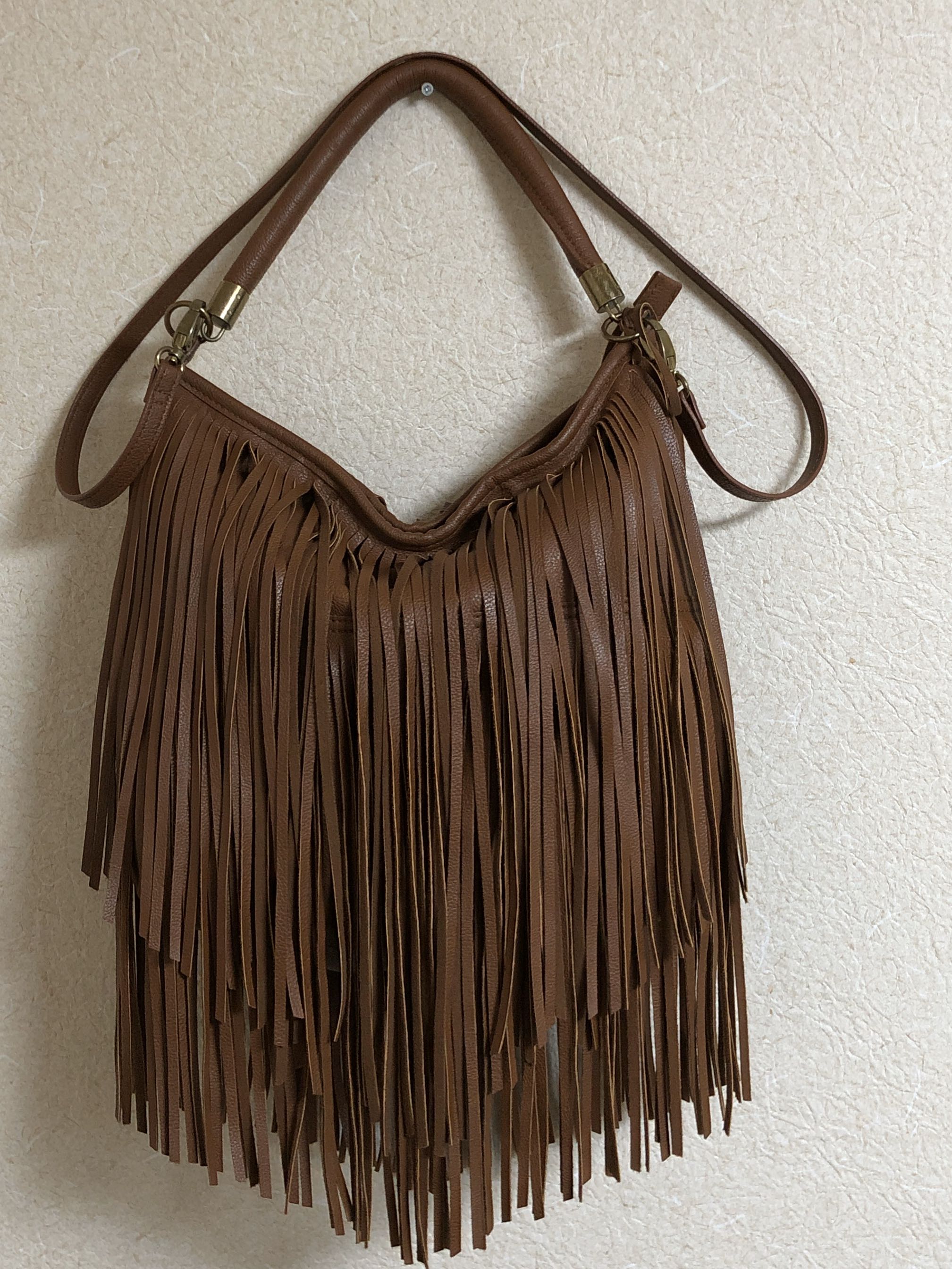 brown fringe bag