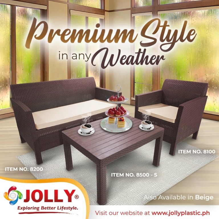 Jolly plastic store rattan dining set