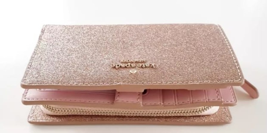 Kate spade glitter wallet rose best sale gold