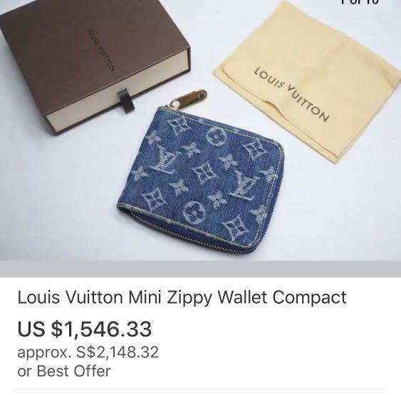 LOUIS VUITTON Blue Denim Monogram Zippy Wallet-US