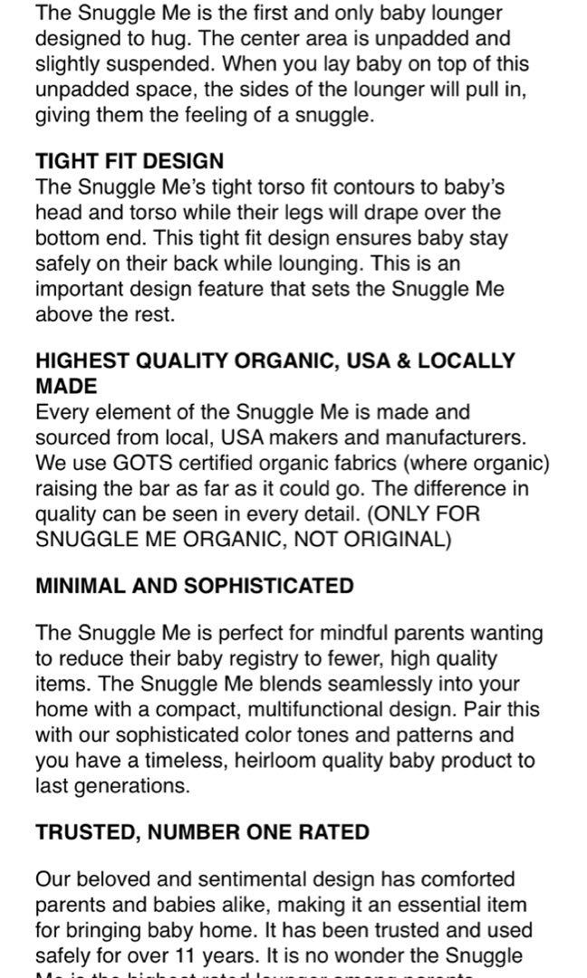 Snuggle Me Organic Sensory Lounger Sugar Plum, Babies & Kids, Baby