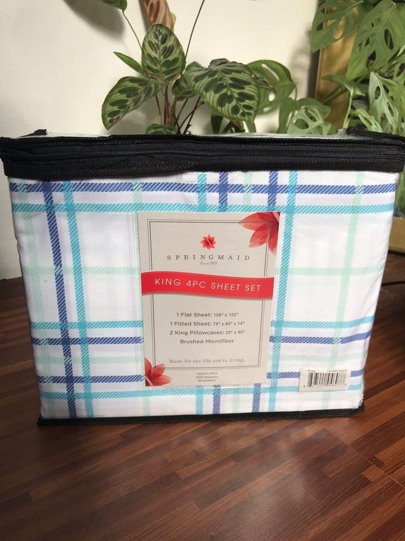 Springmaid King 4pc Sheet Set Home Furniture Home Tools And Accessories On Carousell Designed for adjustable beds, our fitted sheets have elastic all the way around, not just at the corners, so they stay in place, even when the bed is repositioned. springmaid king 4pc sheet set home