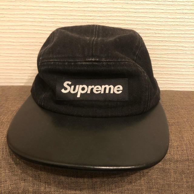 Supreme Denim Leather Visor Camp Cap