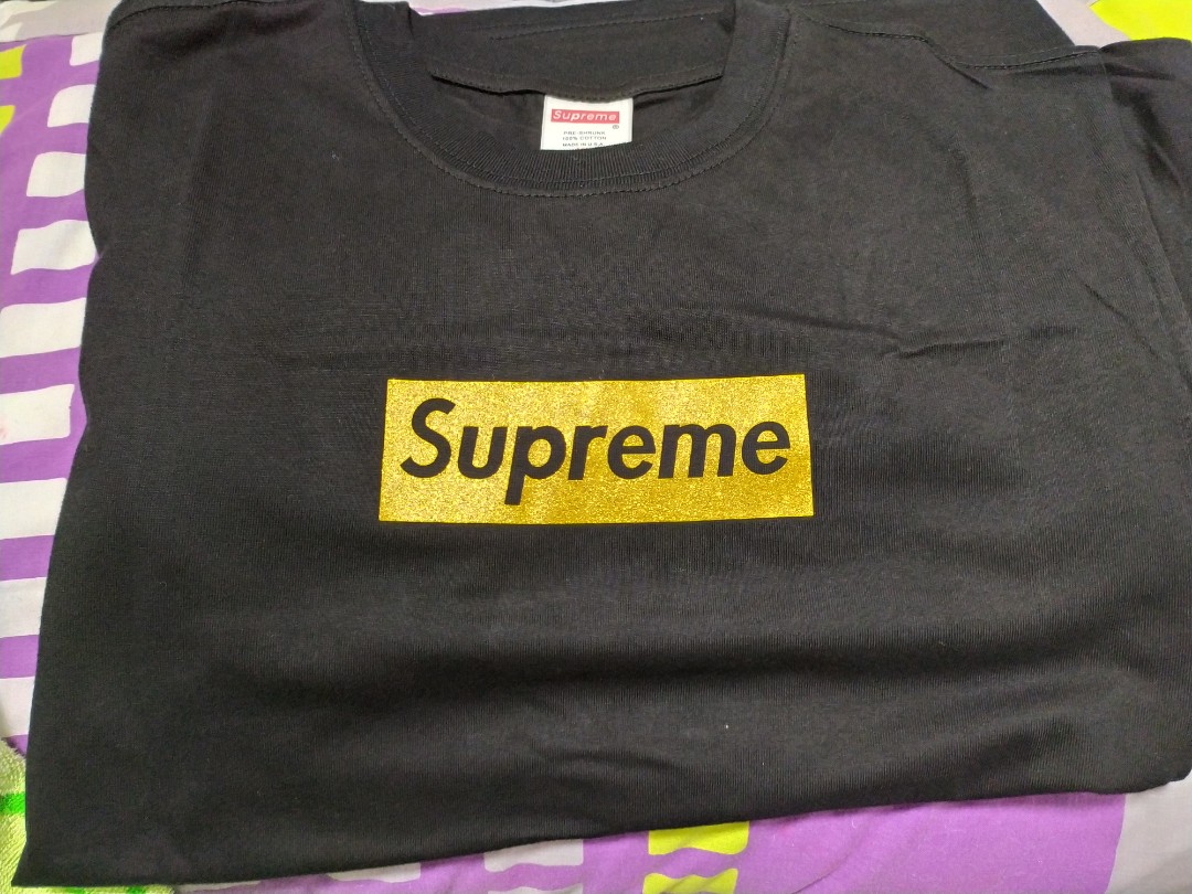 Black and gold supreme shirt on sale