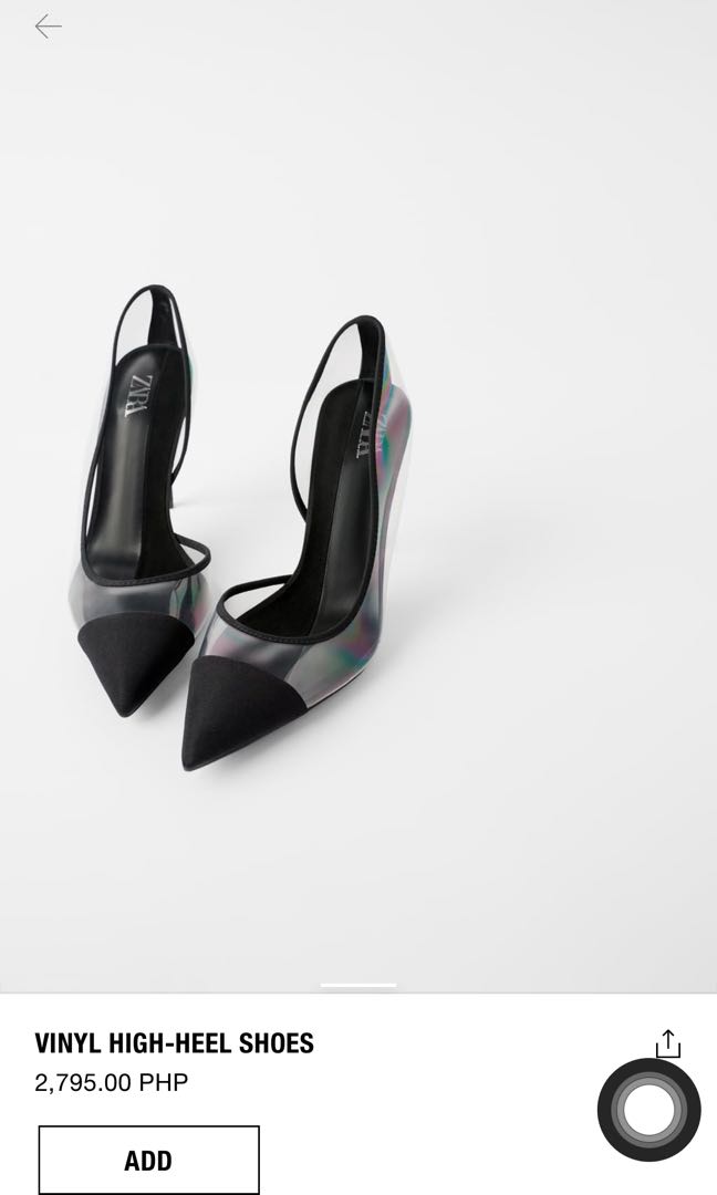 🌟ZARA SIZE 38 5 Black Vinyl Slingback Shoes With Satin Black Heel & Toe  Womens $51.05 - PicClick