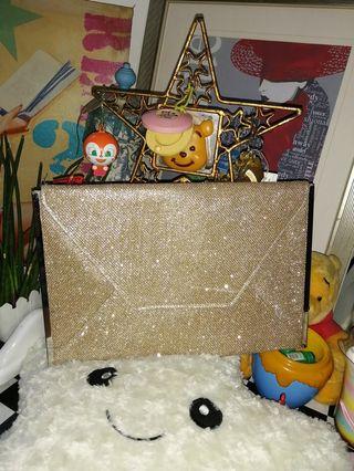 Elite Glittered Golden Clutch Bag