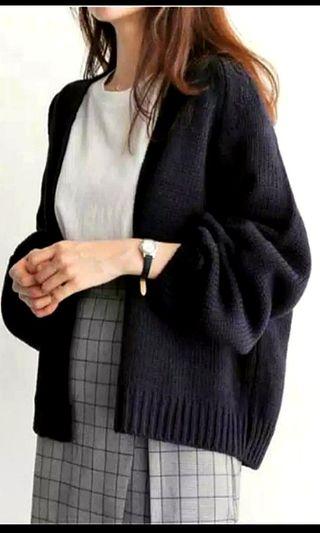 Cardigan knit hitam tebal