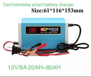 Car/motorbike smart battery charger with LCD display