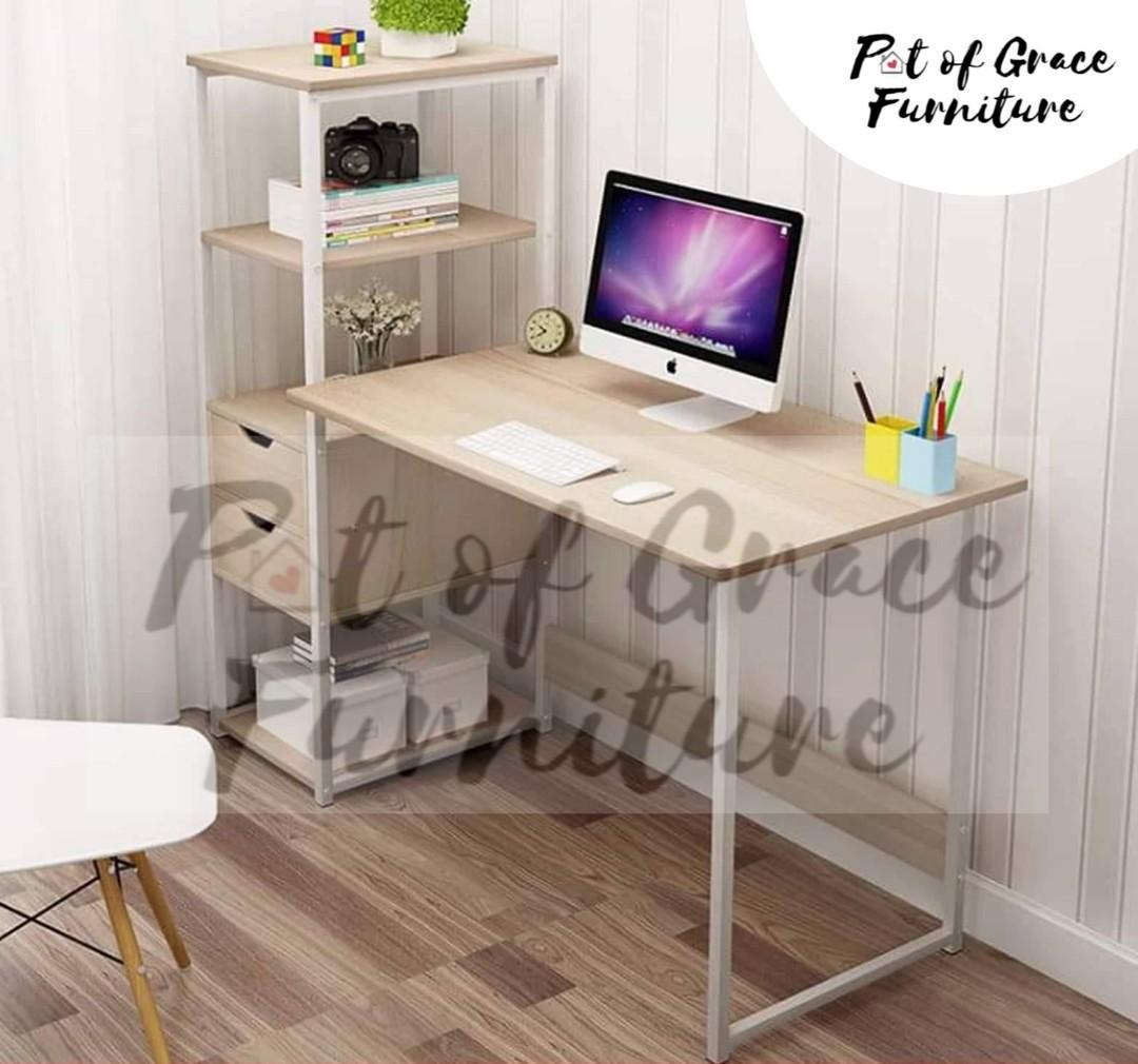 Study table hotsell with side shelf