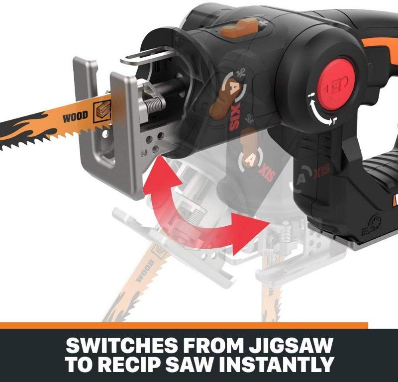 (HOT) WORX WX550L.9 20V AXIS 2in1 Reciprocating Saw and Jigsaw with