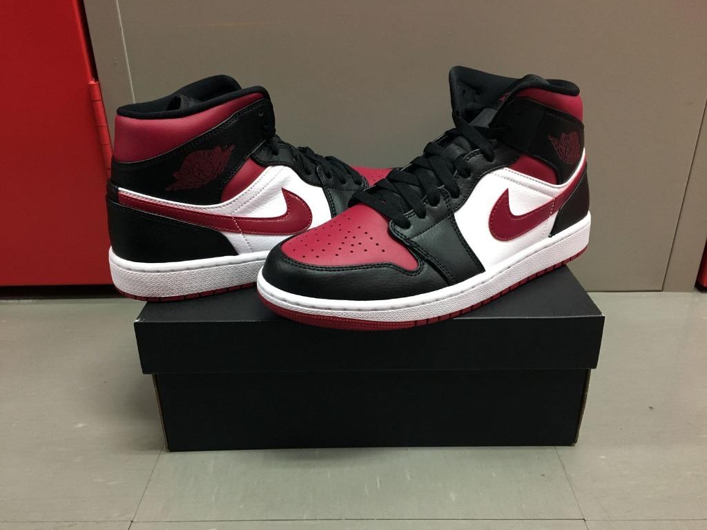 NIKE AIR JORDAN AJ1 MID NOBLE GYM RED BRED TOE BANNED CHICAGO OBSIDIAN