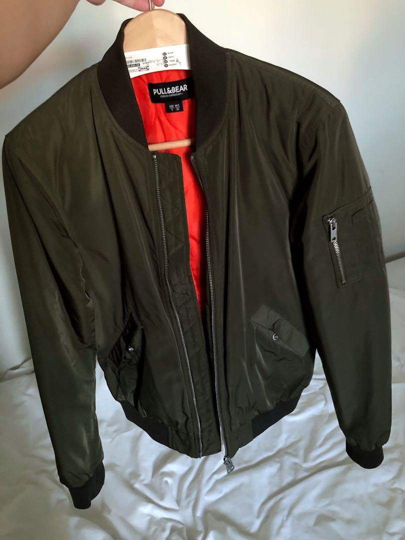 Green bomber jacket on sale with orange inside