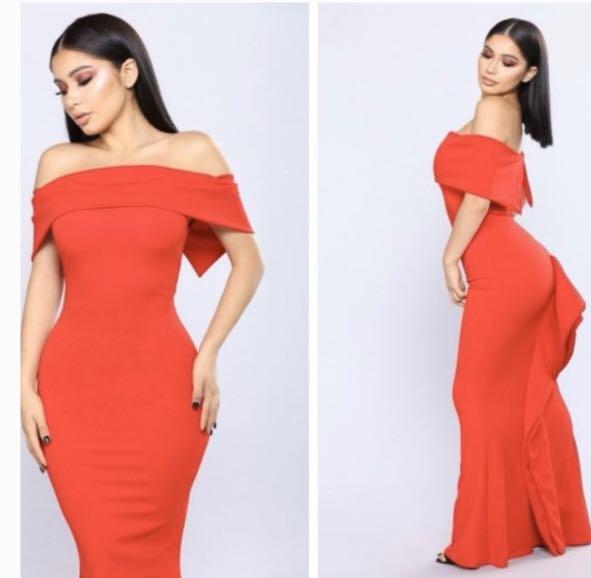 RED maxi dress fashion nova deeper red in person not as orange prom dress Women s Fashion Clothes on Carousell
