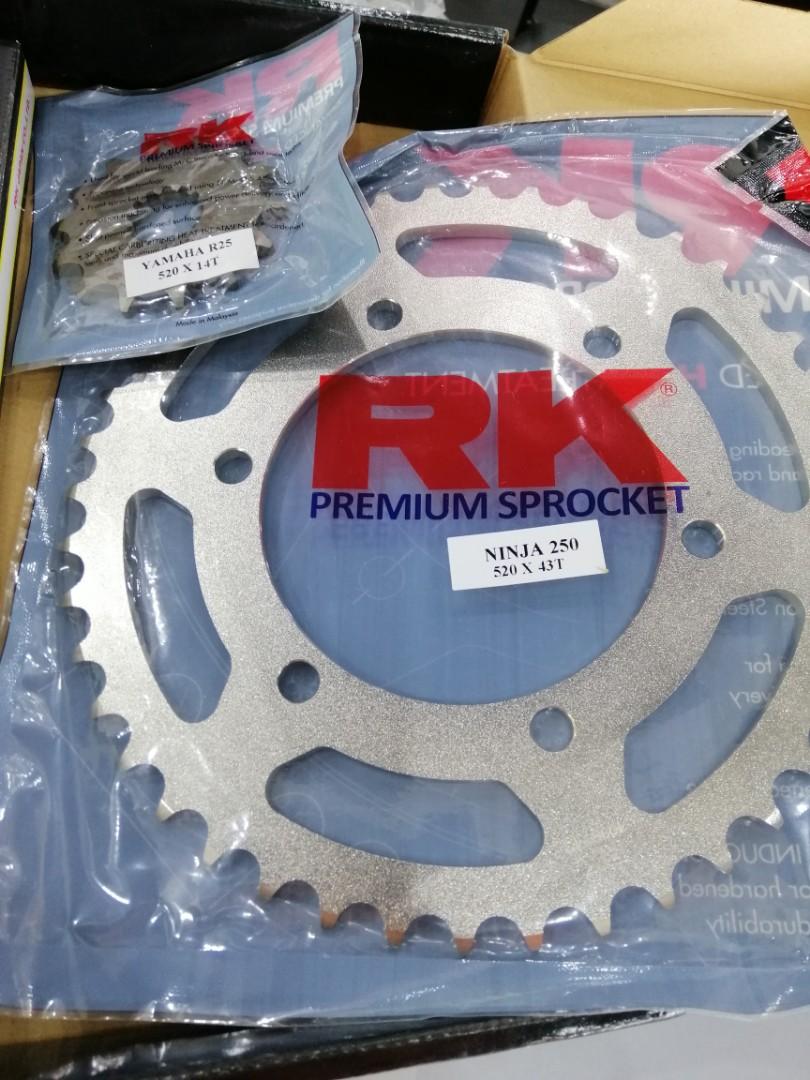 RK chain sprocket set Yamaha R25/R3/Ninja 250, Motorcycles, Motorcycle