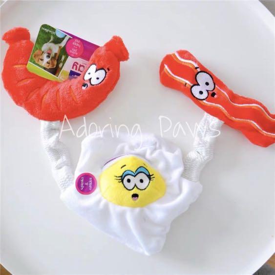 fried egg dog toy