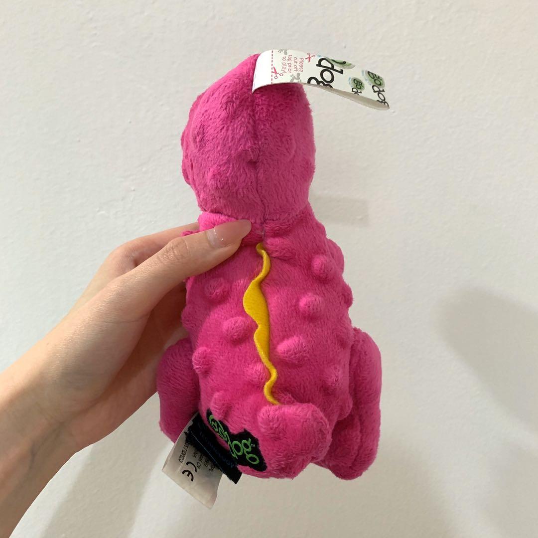 pink plush dog toy