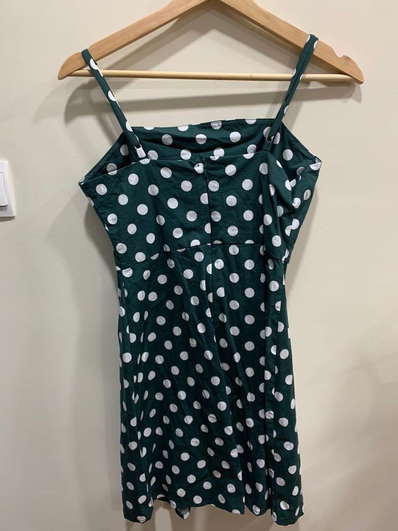 urban outfitters uo kimchi blue green polka dot cami dress
