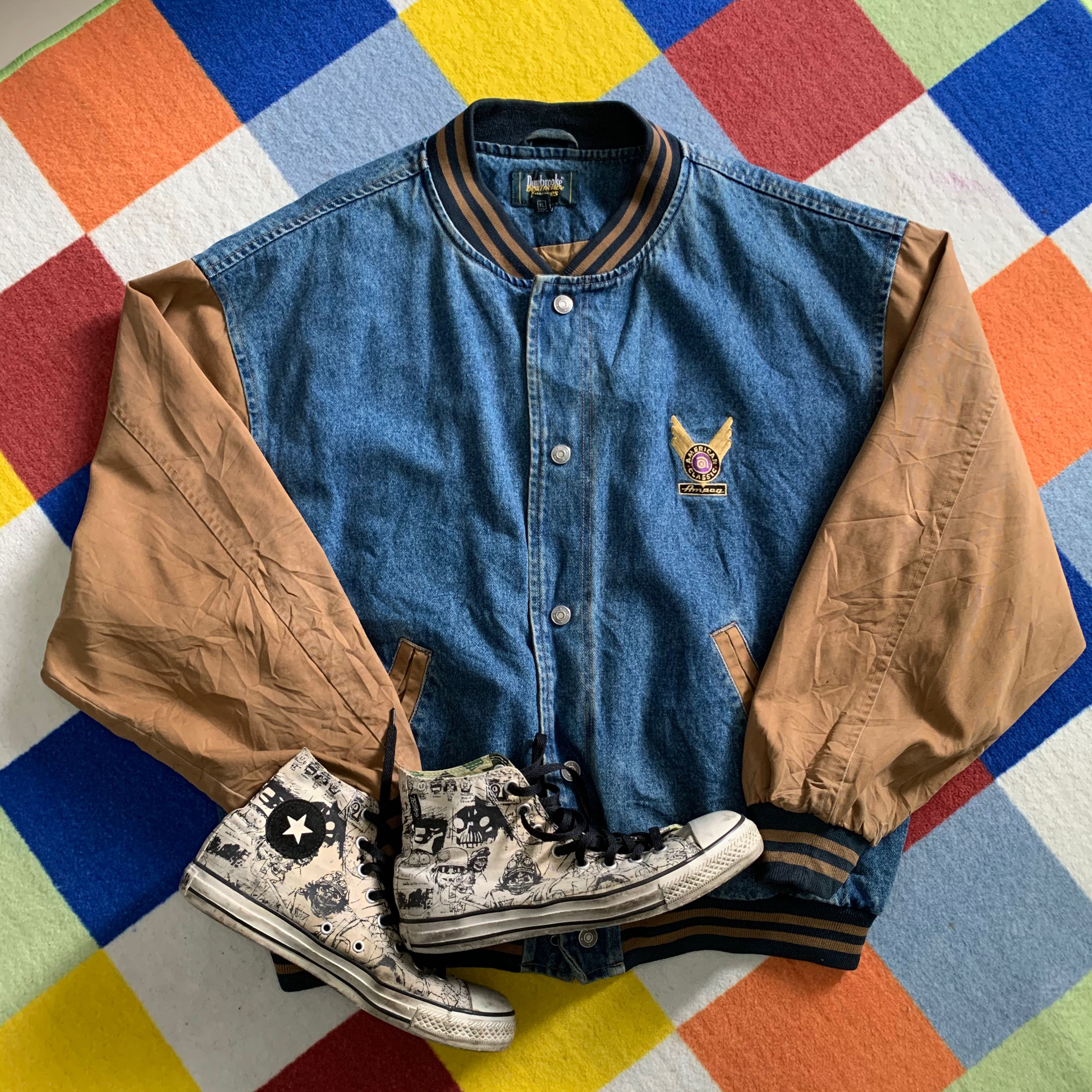 Vintage denim varsity jacket 2025