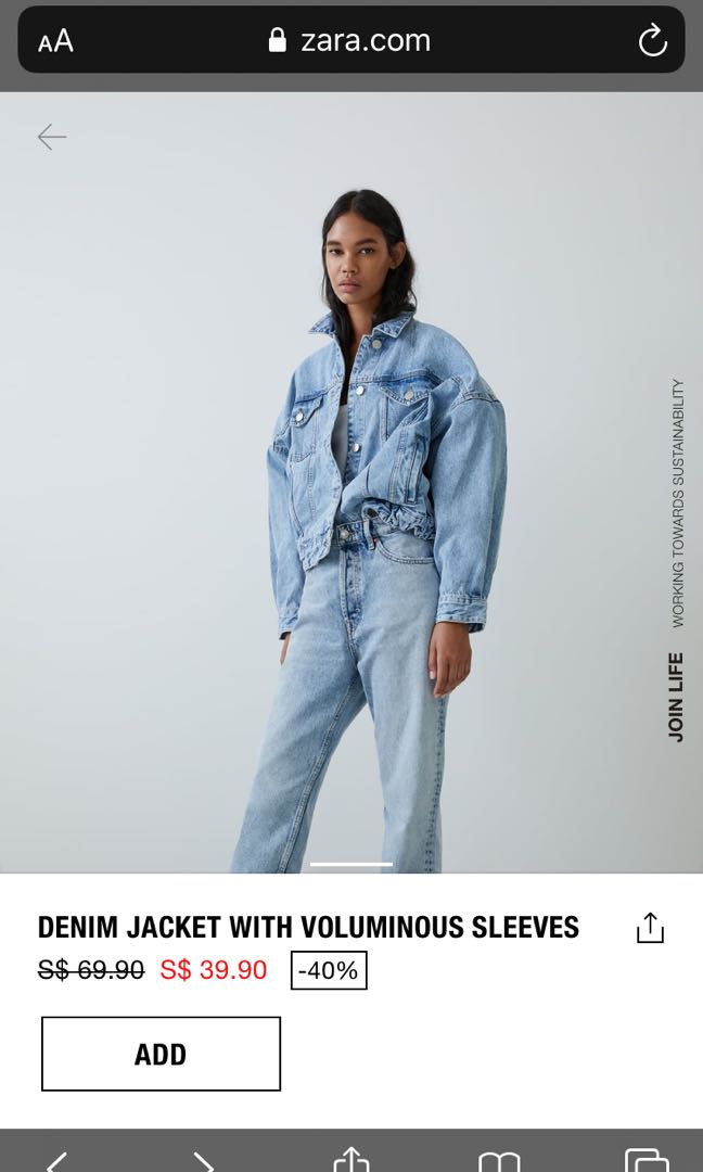 Zara Denim Jacket with Voluminous 